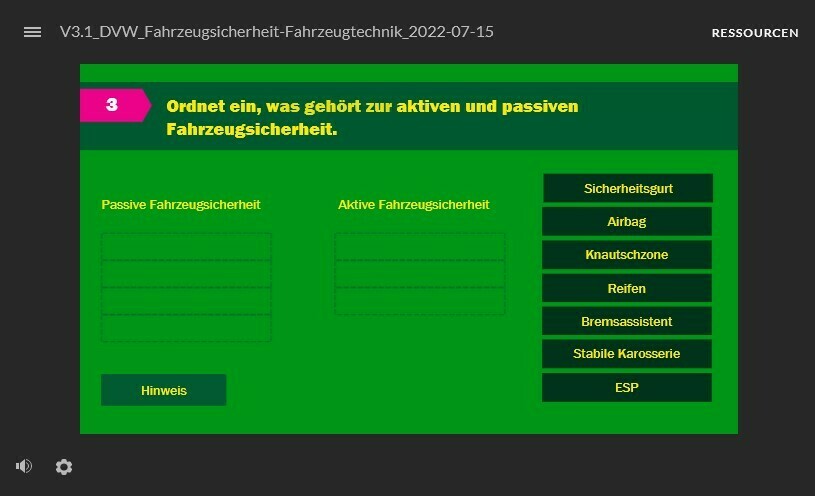 Quiz - Fahrzeugsicherheit/ Fahrzeugtechnik